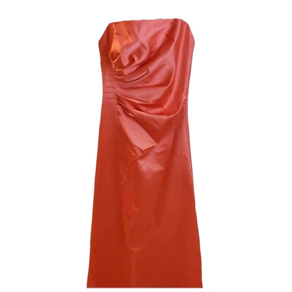 Vintage 90s Cache Strapless Satin Coral Evening Prom Formal Dress Y2K - Picture 10 of 10